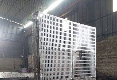 Black iron mesh door